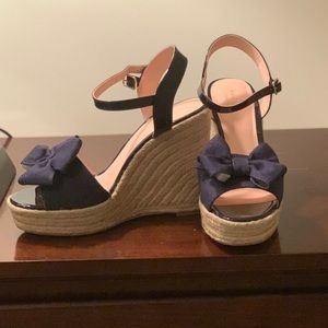Kate Spade Denim Bow Espadrille Wedges